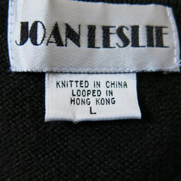 VINTAGE JOAN LESLIE Sweater Vest Size L Women Black with Red White Cottage - Picture 4 of 5